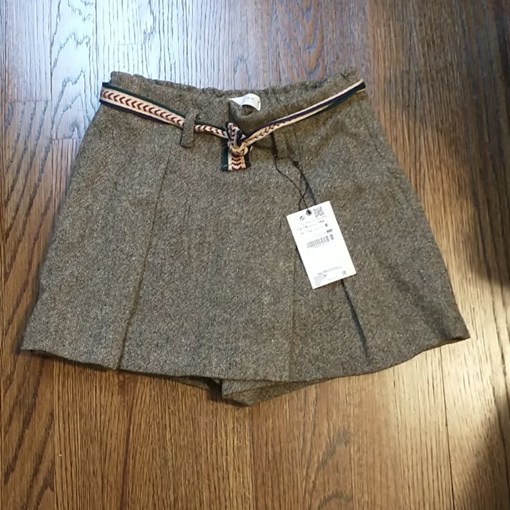 Pleated dressy skort with belt
